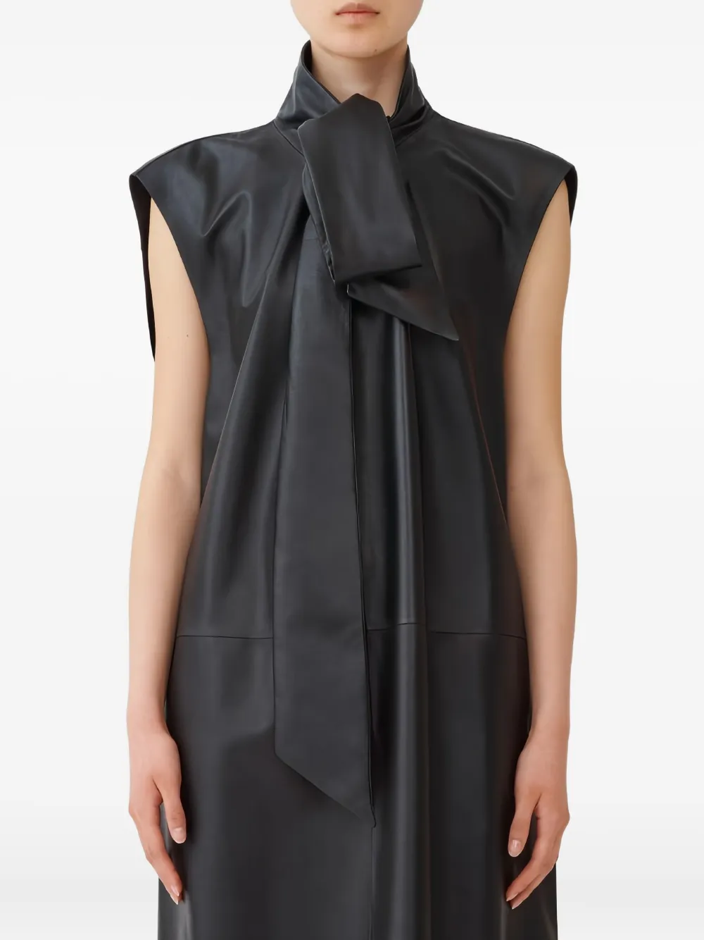 Fabiana Filippi Mouwloze midi-jurk met gestrikte hals Zwart