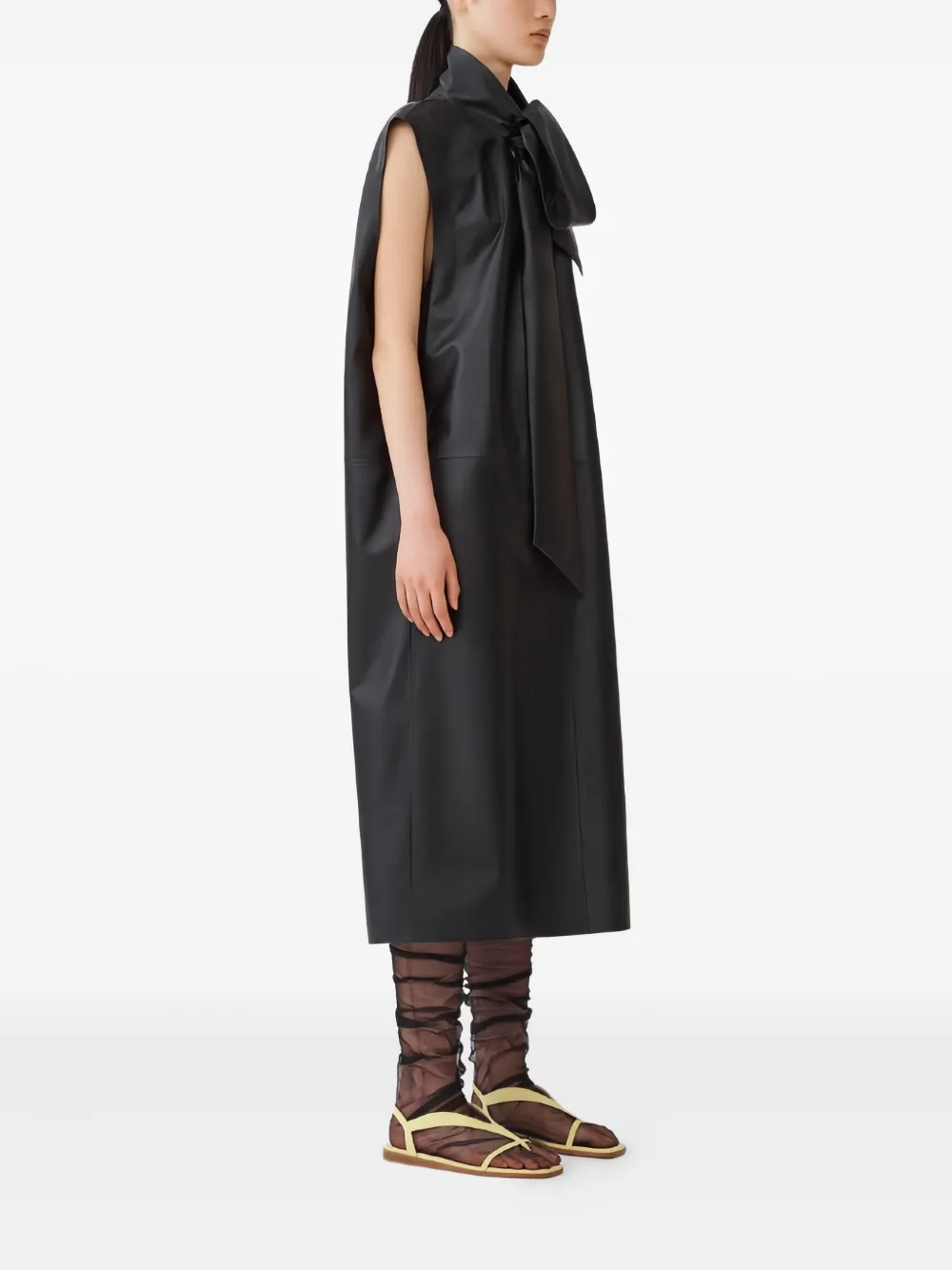 Fabiana Filippi Mouwloze midi-jurk met gestrikte hals Zwart