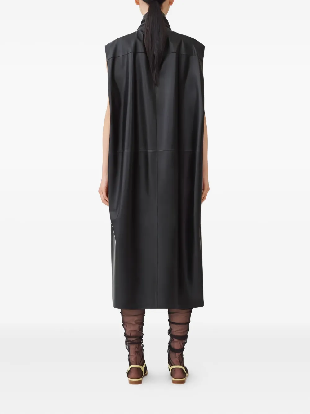 Fabiana Filippi Mouwloze midi-jurk met gestrikte hals Zwart