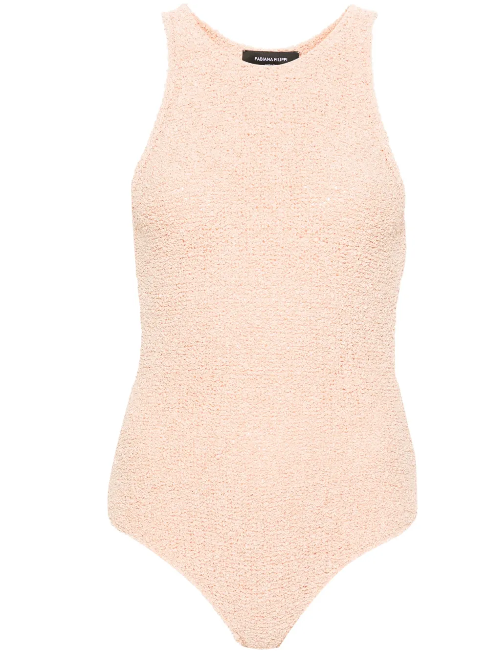 halterneck bouclé-knit bodysuit