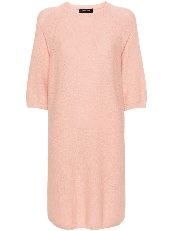 Fabiana Filippi Sequinned Sweater Dress Pink FARFETCH IN