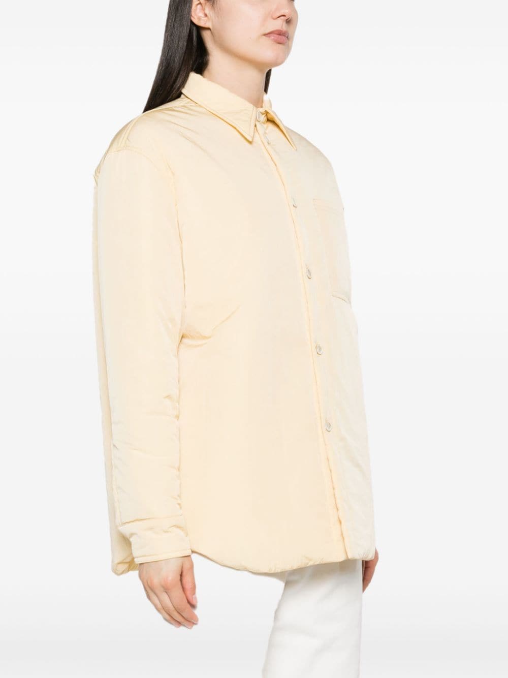 Shop Fabiana Filippi Button-up Crinkled Jacket In Yellow