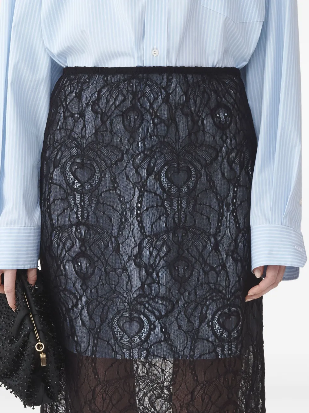 Fabiana Filippi Midi-kokerrok met kant Zwart