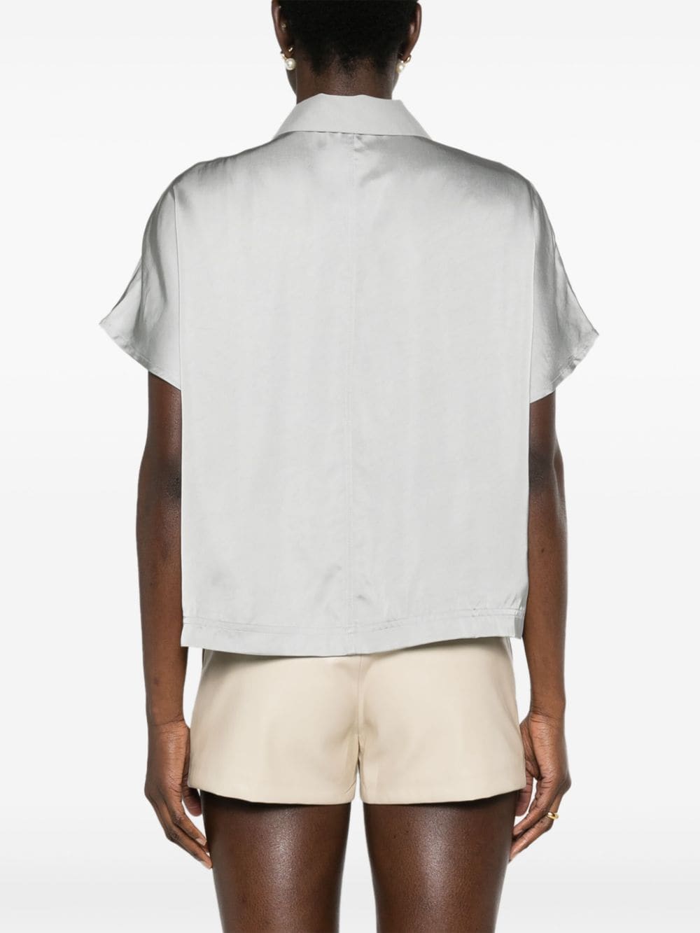 Shop Fabiana Filippi Contrasting-fabric Panelled Polo Shirt In Grey