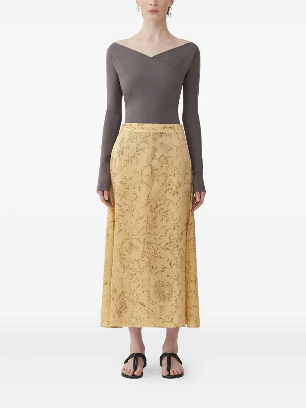 Fabiana Filippi Midi-jurk met bloemenprint - Geel