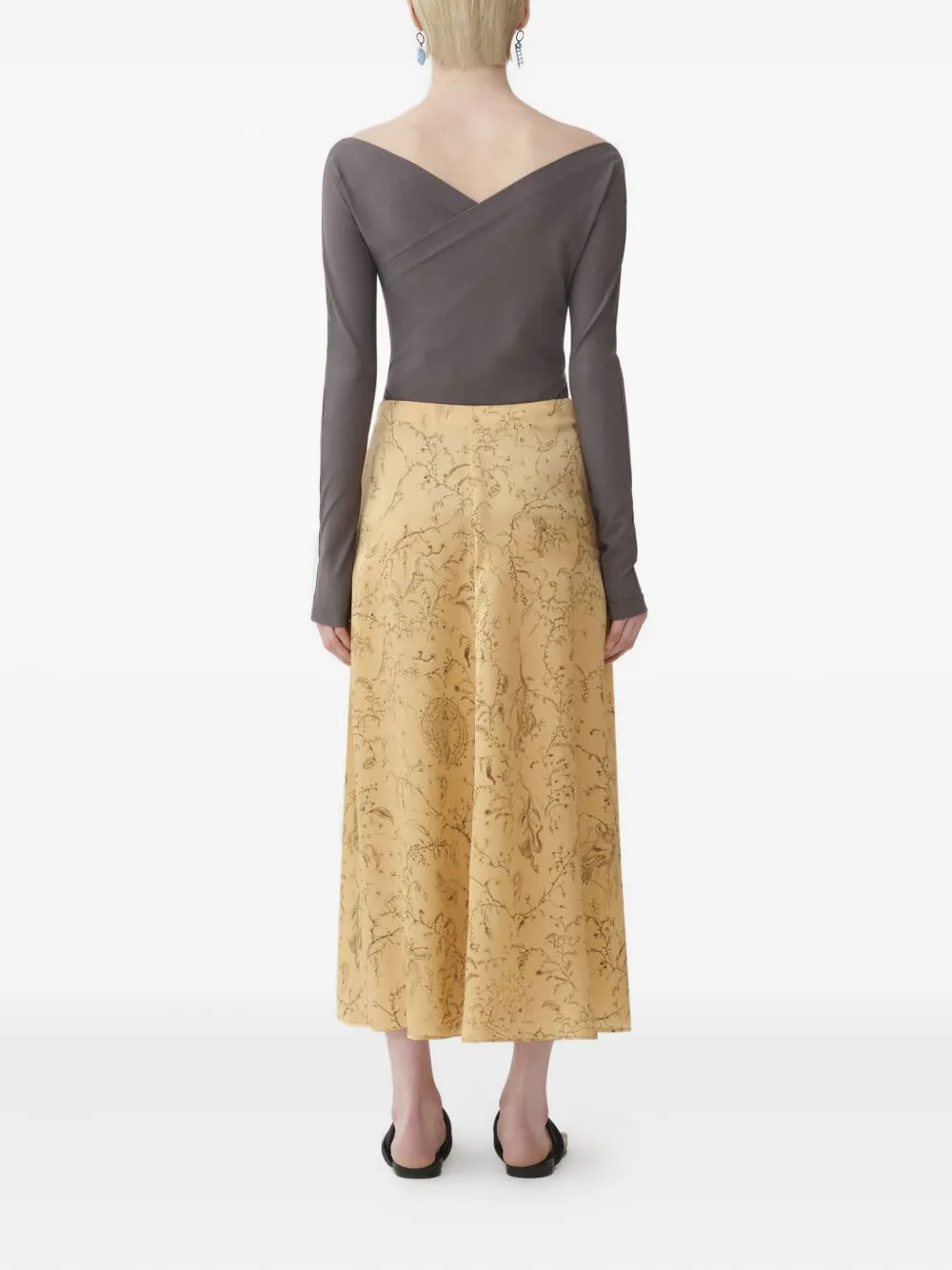 Fabiana Filippi Midi-jurk met bloemenprint Geel