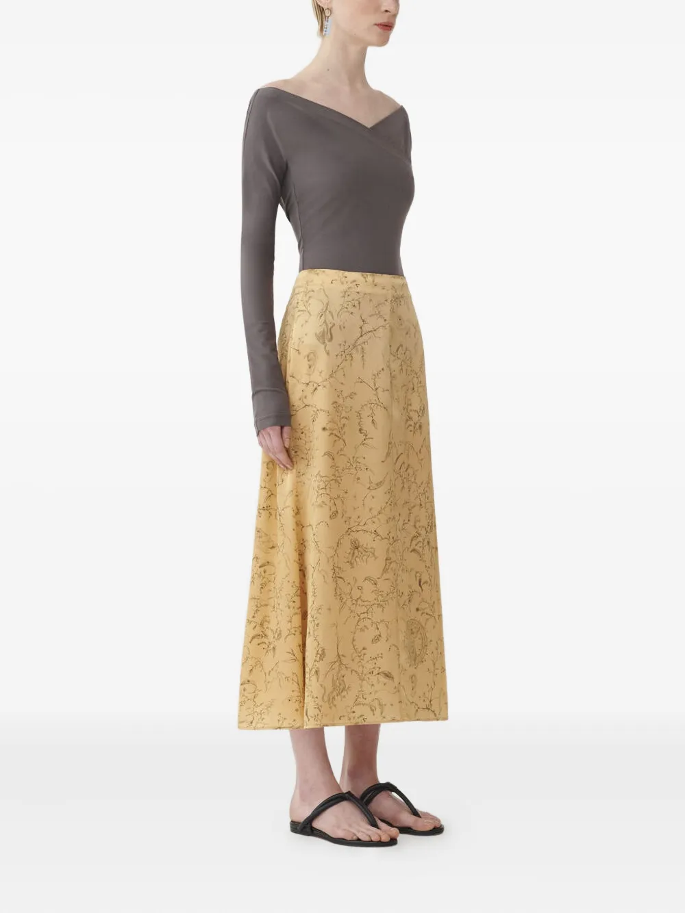 Fabiana Filippi Midi-jurk met bloemenprint Geel