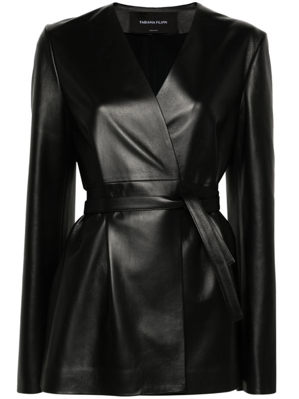 Fabiana Filippi Black Leather/Wool deals Jacket