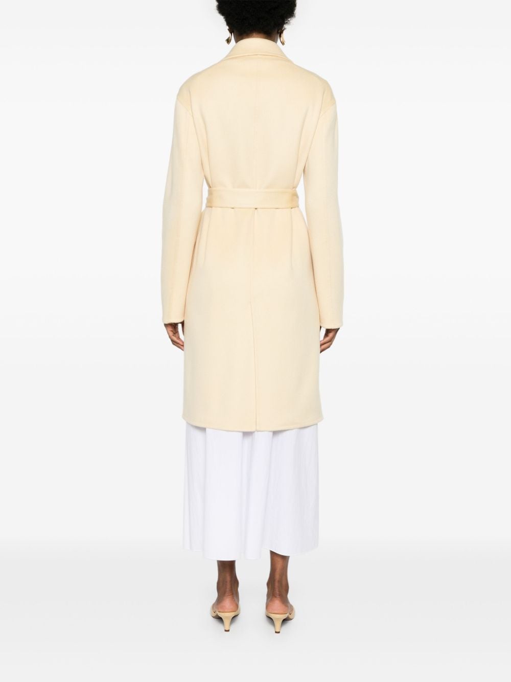 Shop Fabiana Filippi Belted Cashmere Long Coat In Yellow