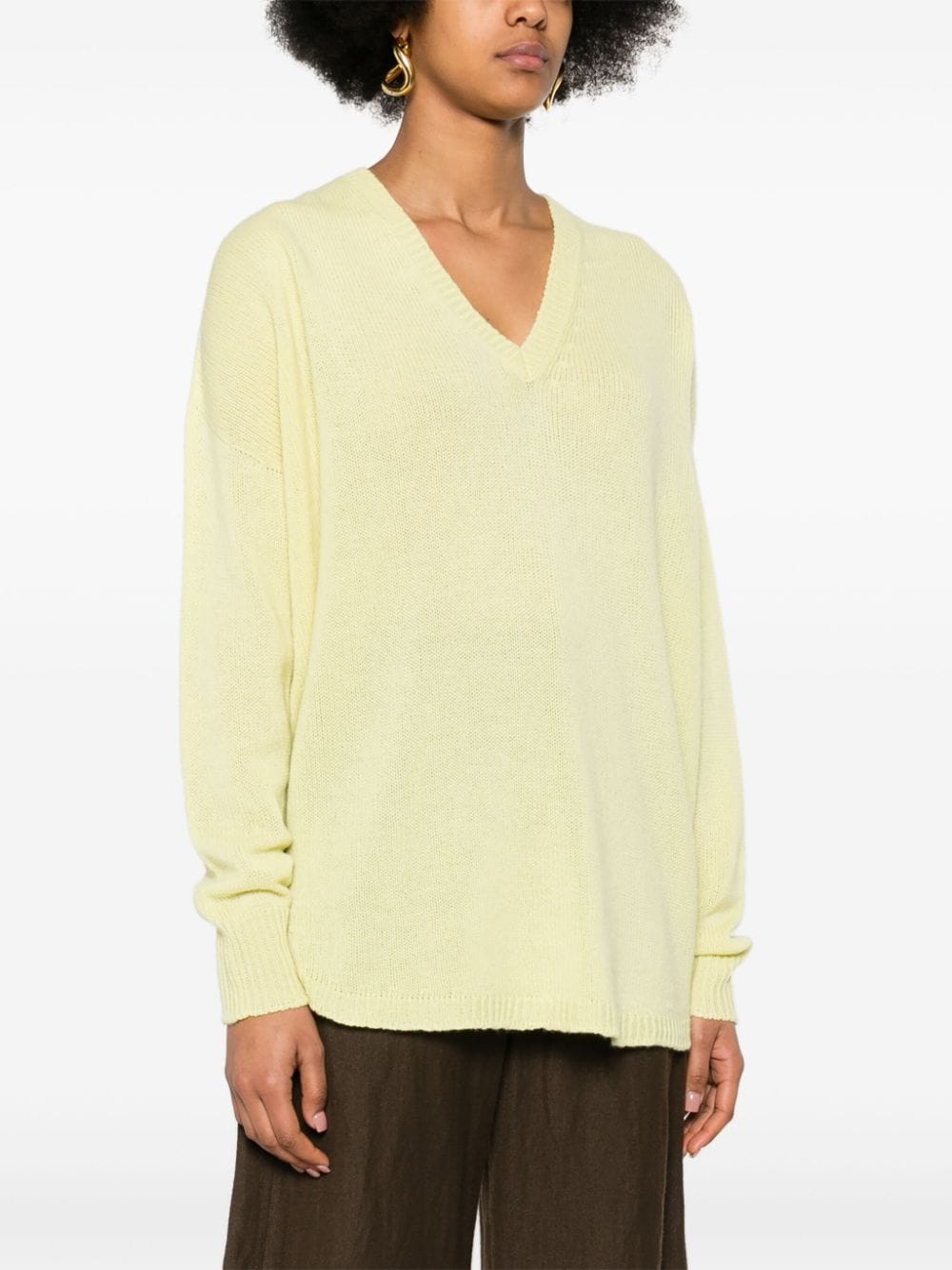 Shop Fabiana Filippi Purl-knit Cashmere Jumper In Yellow