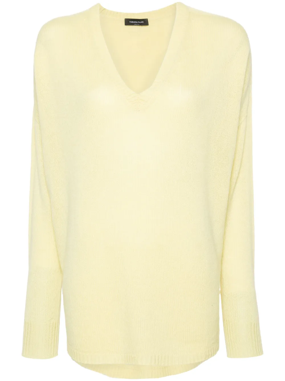 Shop Fabiana Filippi Purl-knit Cashmere Jumper In Yellow