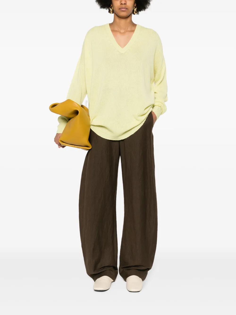 Fabiana Filippi Purl-knit Cashmere Jumper In Yellow