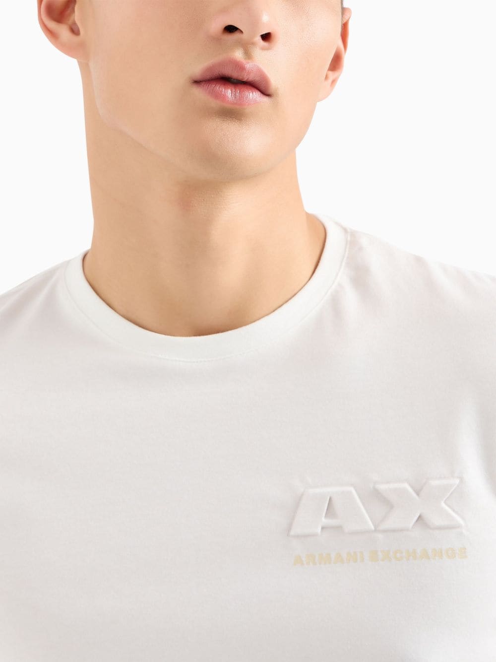 Shop Armani Exchange Logo-print Cotton T-shirt In White