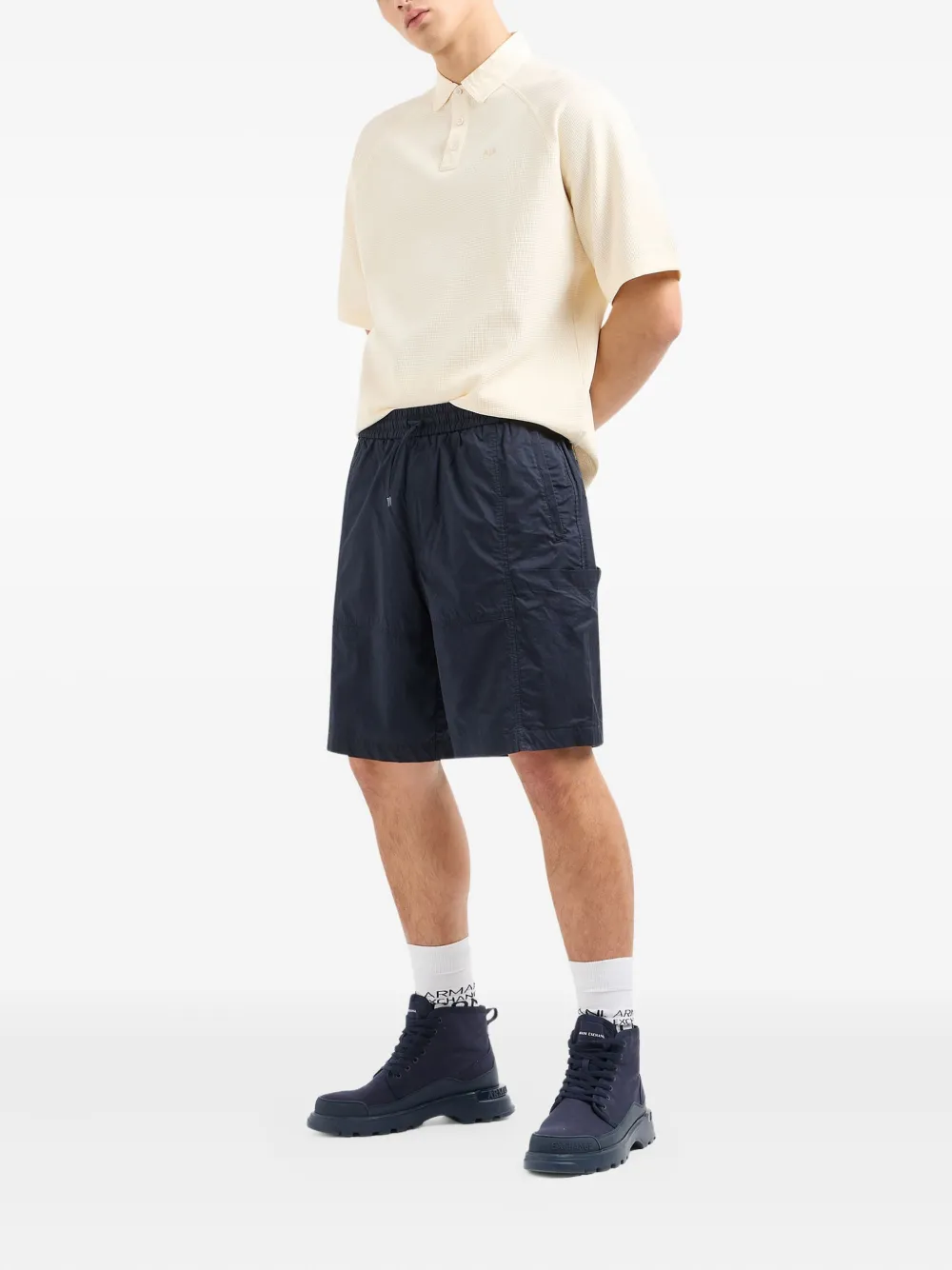 Armani Exchange Shorts met elastische taille - Blauw