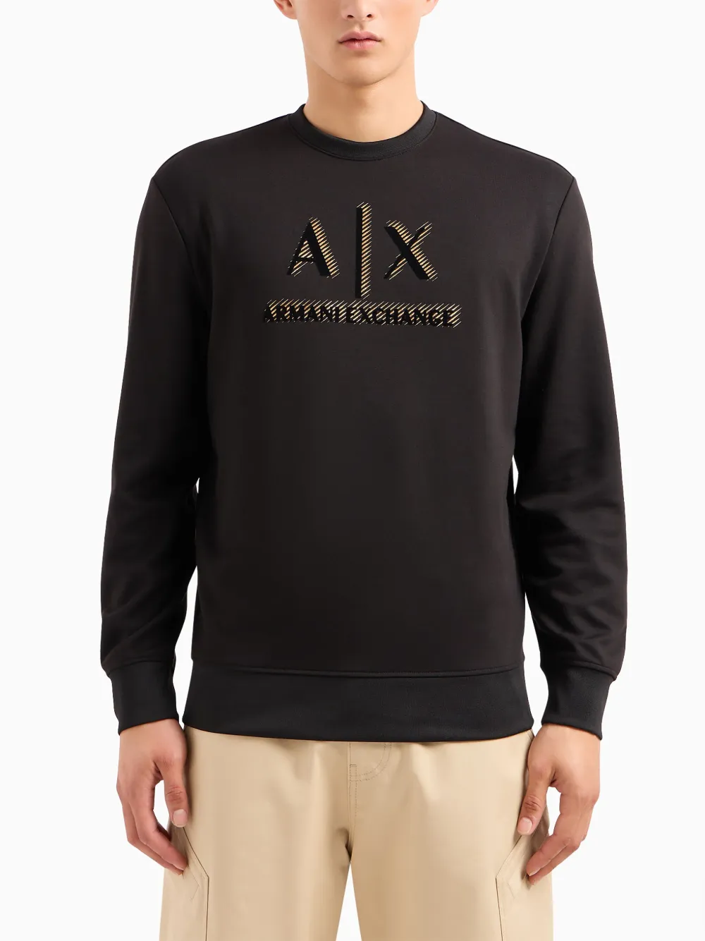 Shop Armani Exchange Logo-print Long-sleeve T-shirt In Black