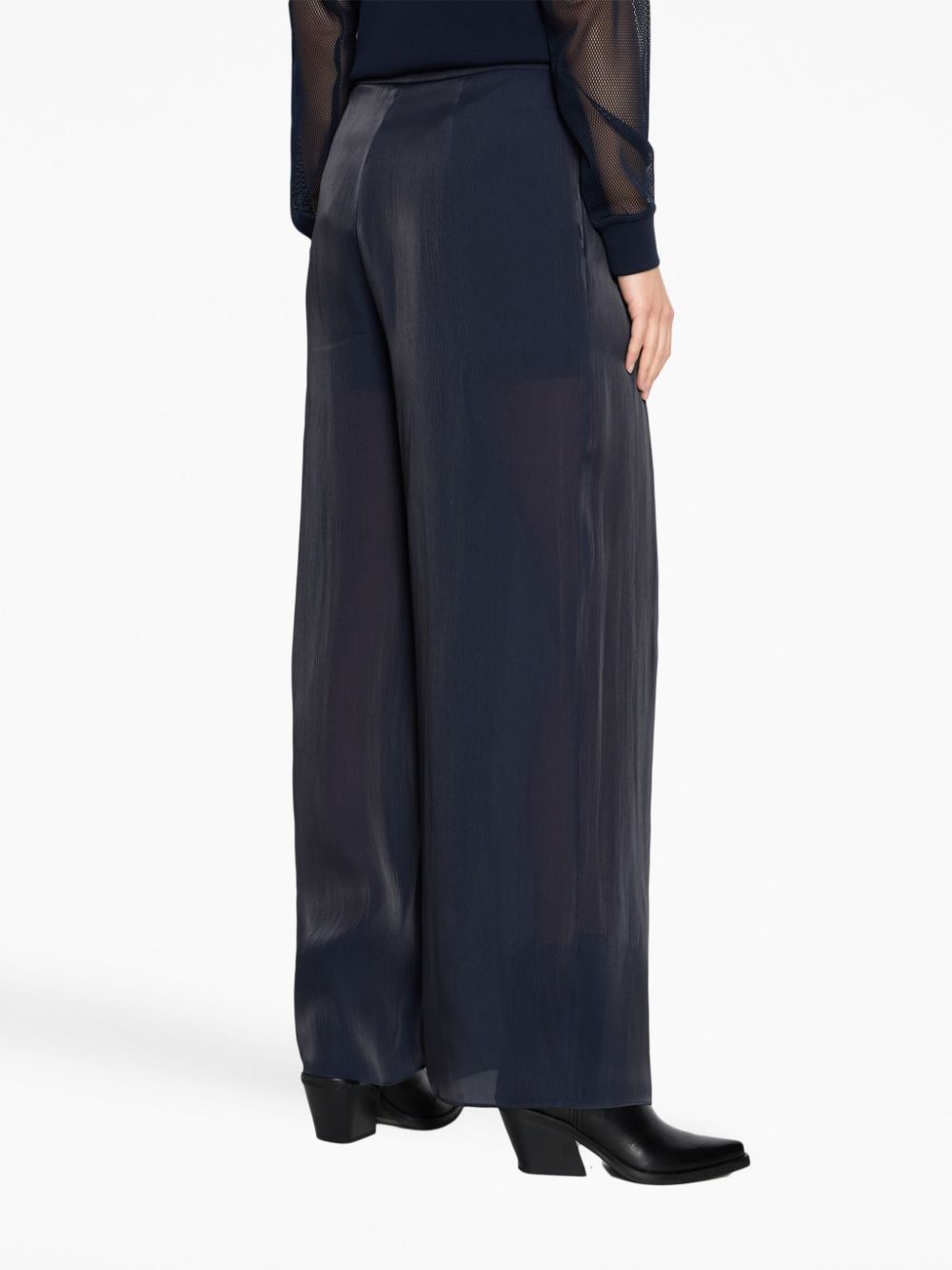 Shop Armani Exchange Pleat-detail High-waisted Trousers In Blue