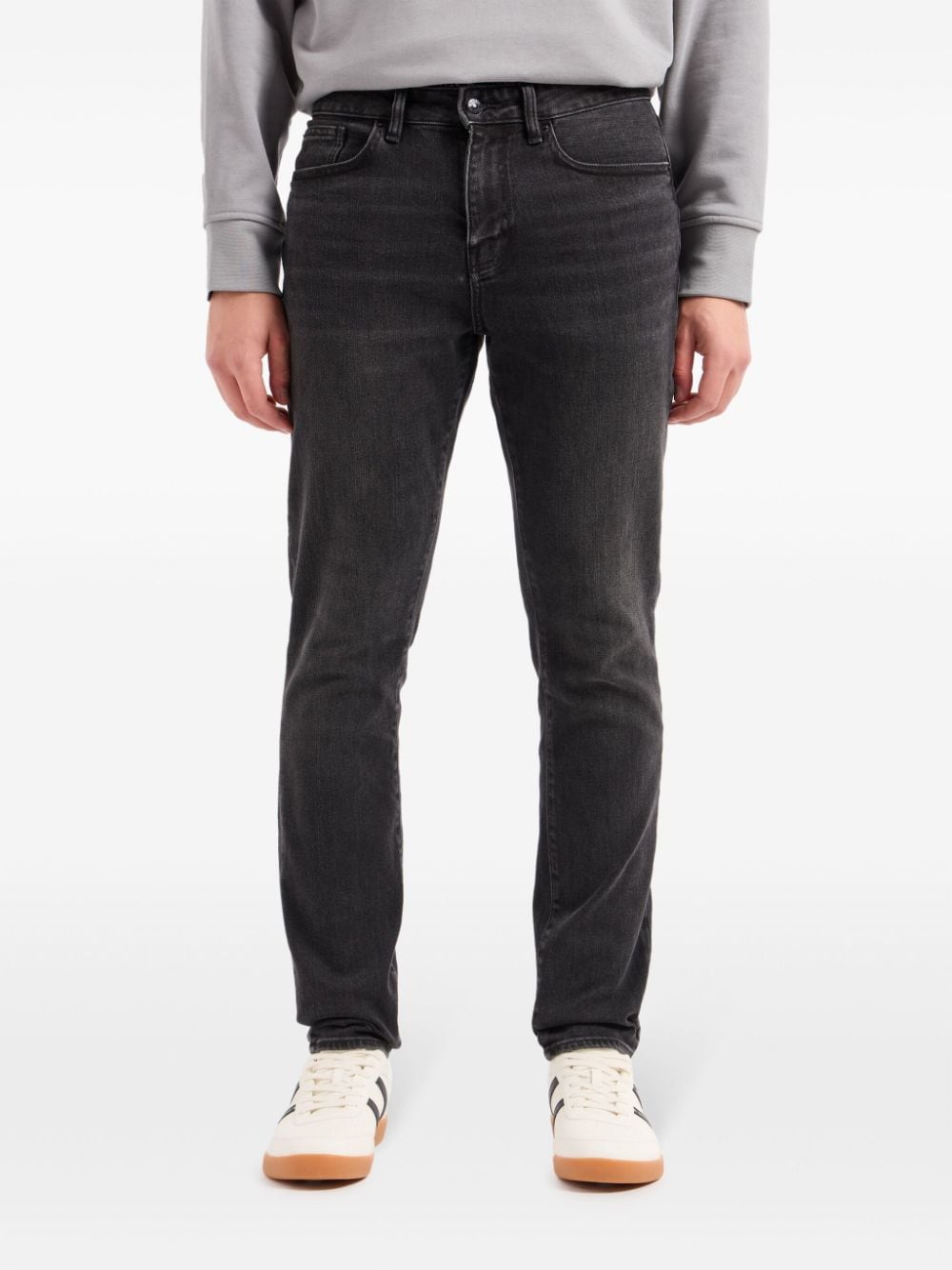 Shop Armani Exchange Mid-rise Slim-fit Jeans In Black