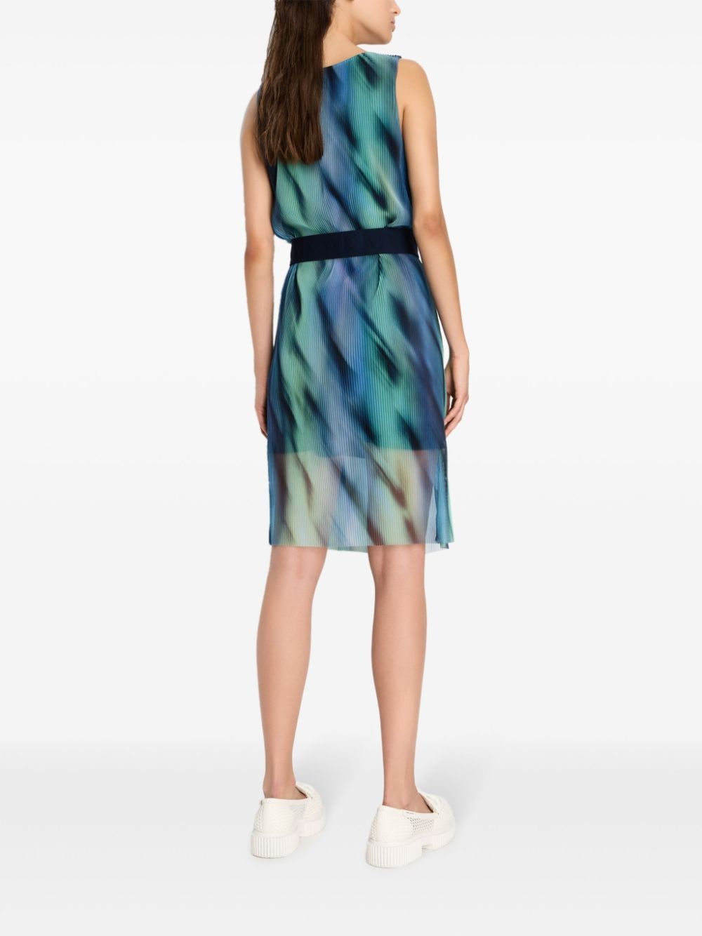 Shop Armani Exchange Graphic-print Belted Minidress In Blue