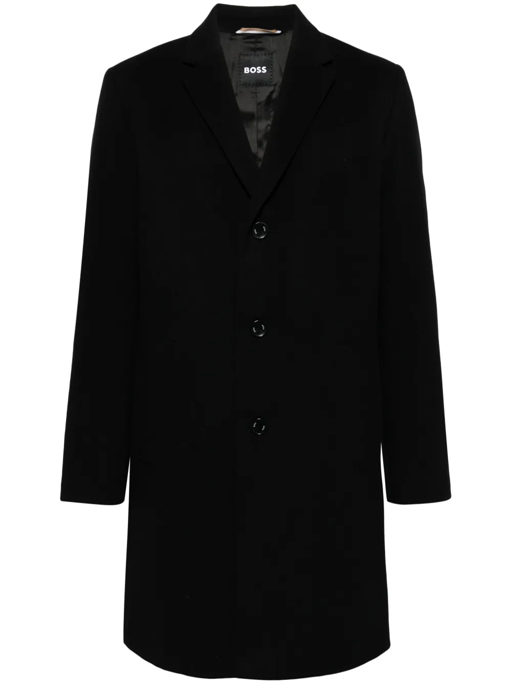 Hugo Boss Single-breasted Coat In Black