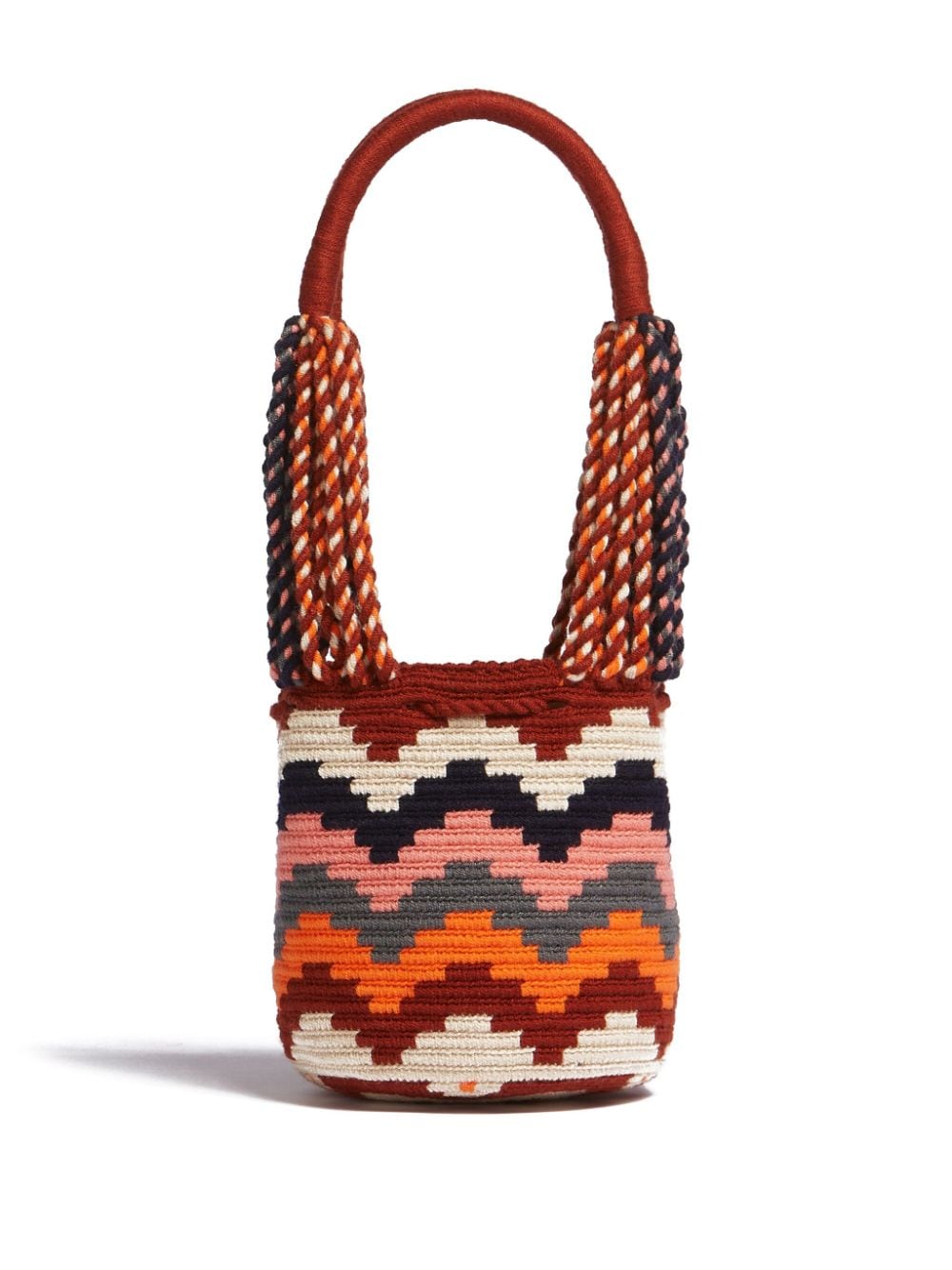 Marni Market Cot gebreide bucket-tas - Rood