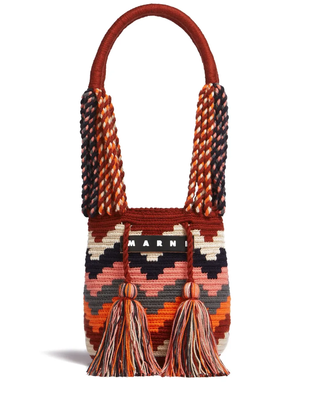 Marni Market Small Cot Knitted Bucket Bag In Red ModeSens