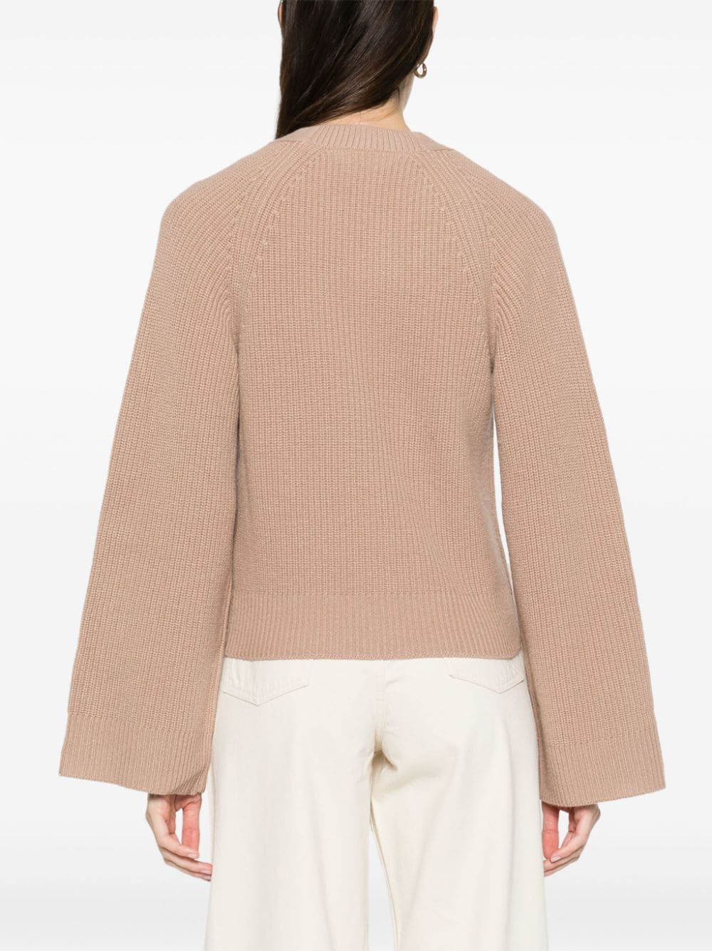 Shop Calvin Klein V-neck Wool Cardigan In Neutrals