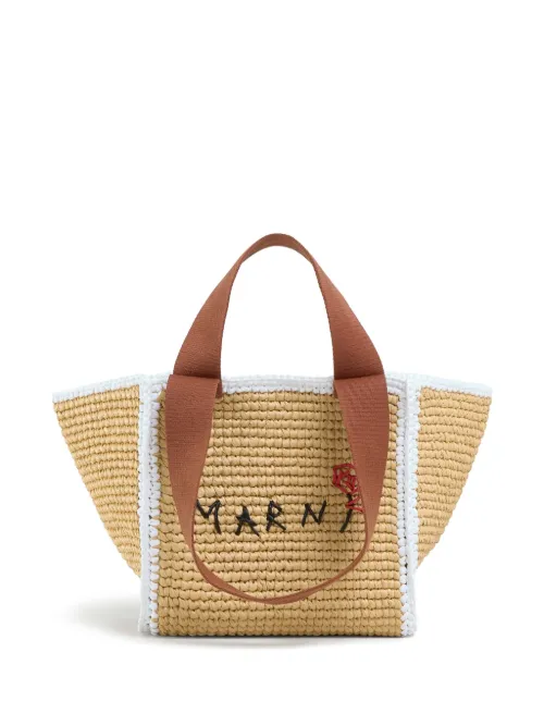 Sac cabas tressé à logo brodé - Marni - Modalova