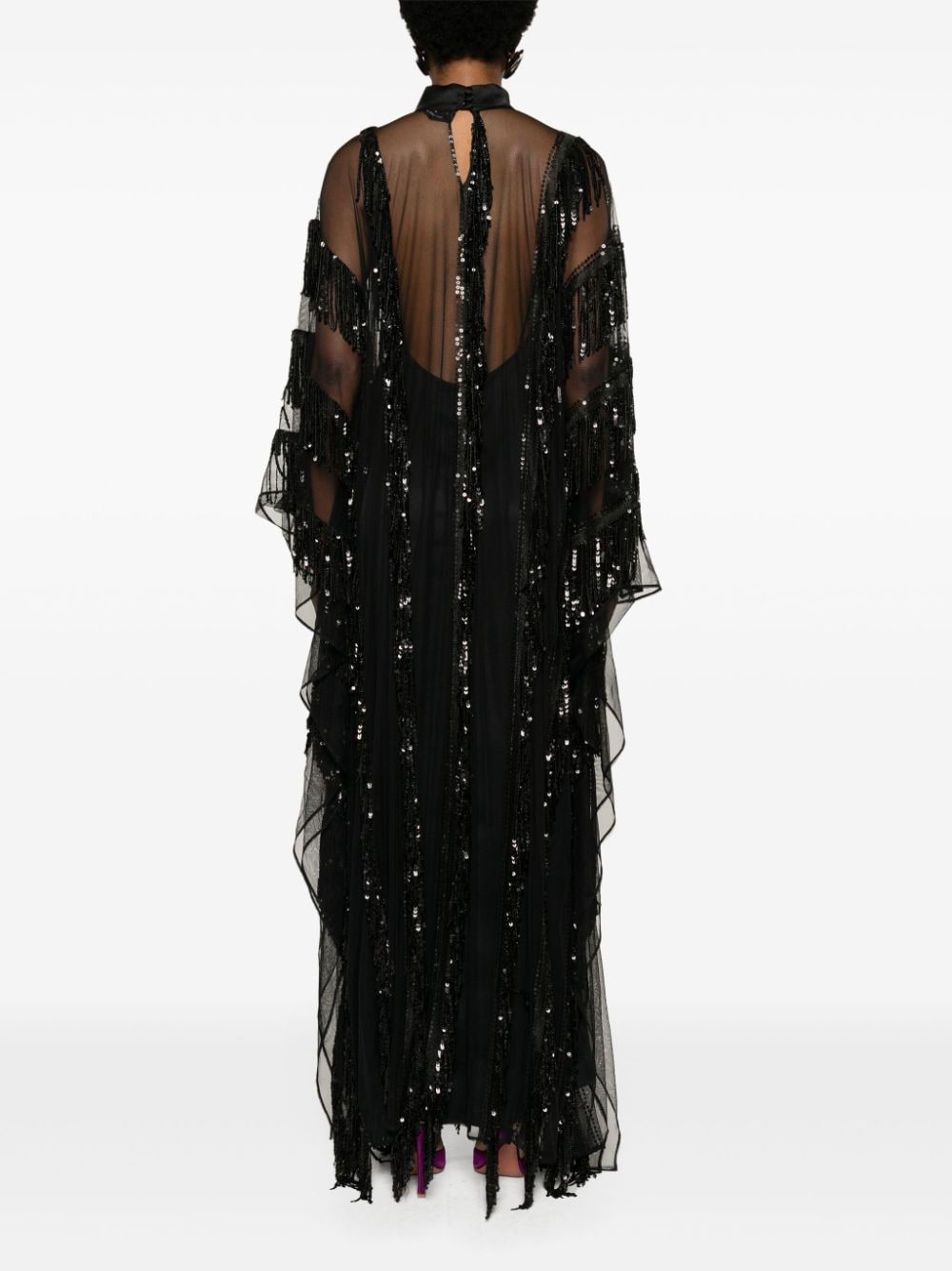Shop Taller Marmo Showgirl Sequinned Kaftan Dress In 黑色