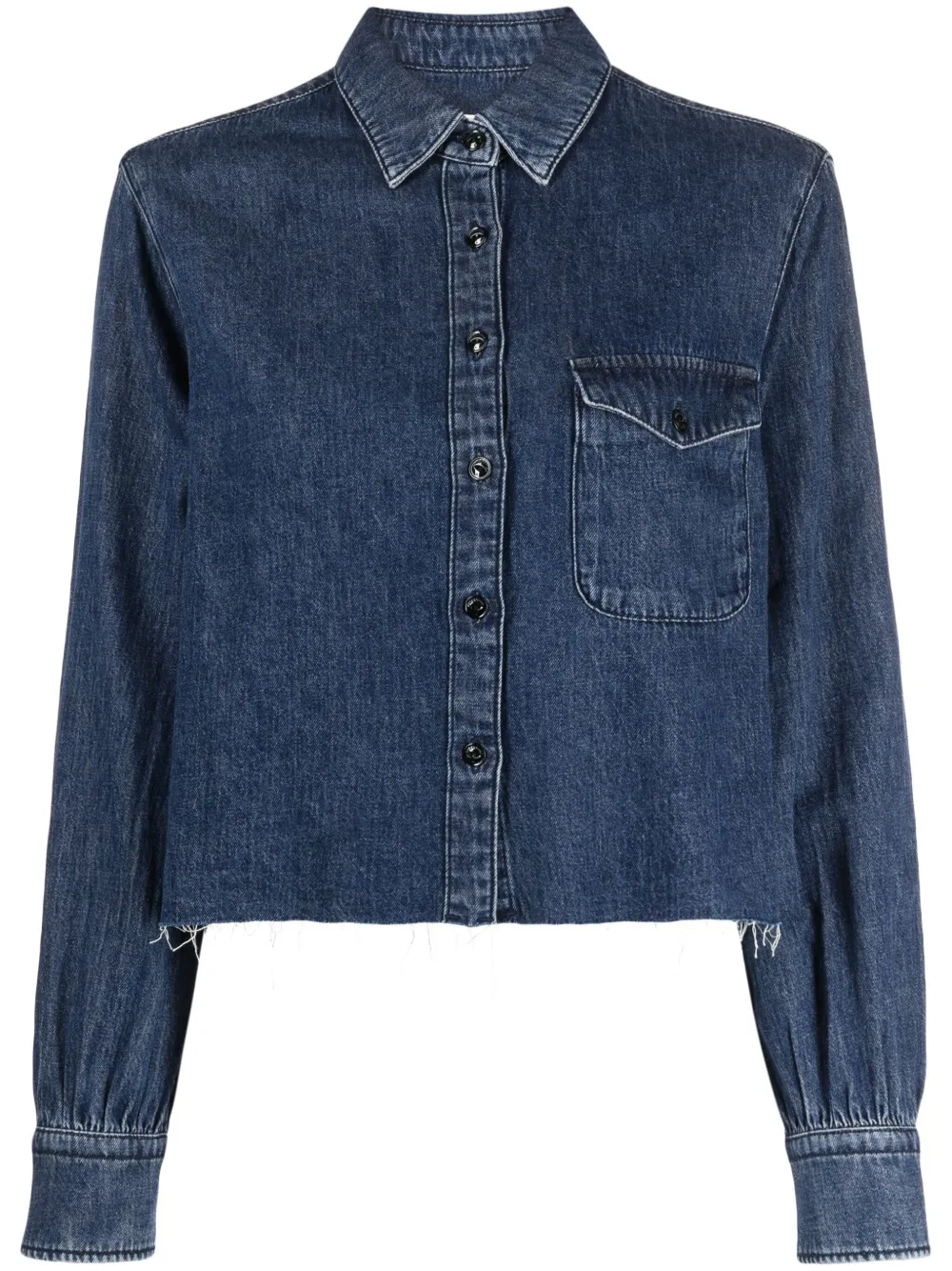 Shop Rag & Bone Maxine Cropped Denim Shirt In Blue