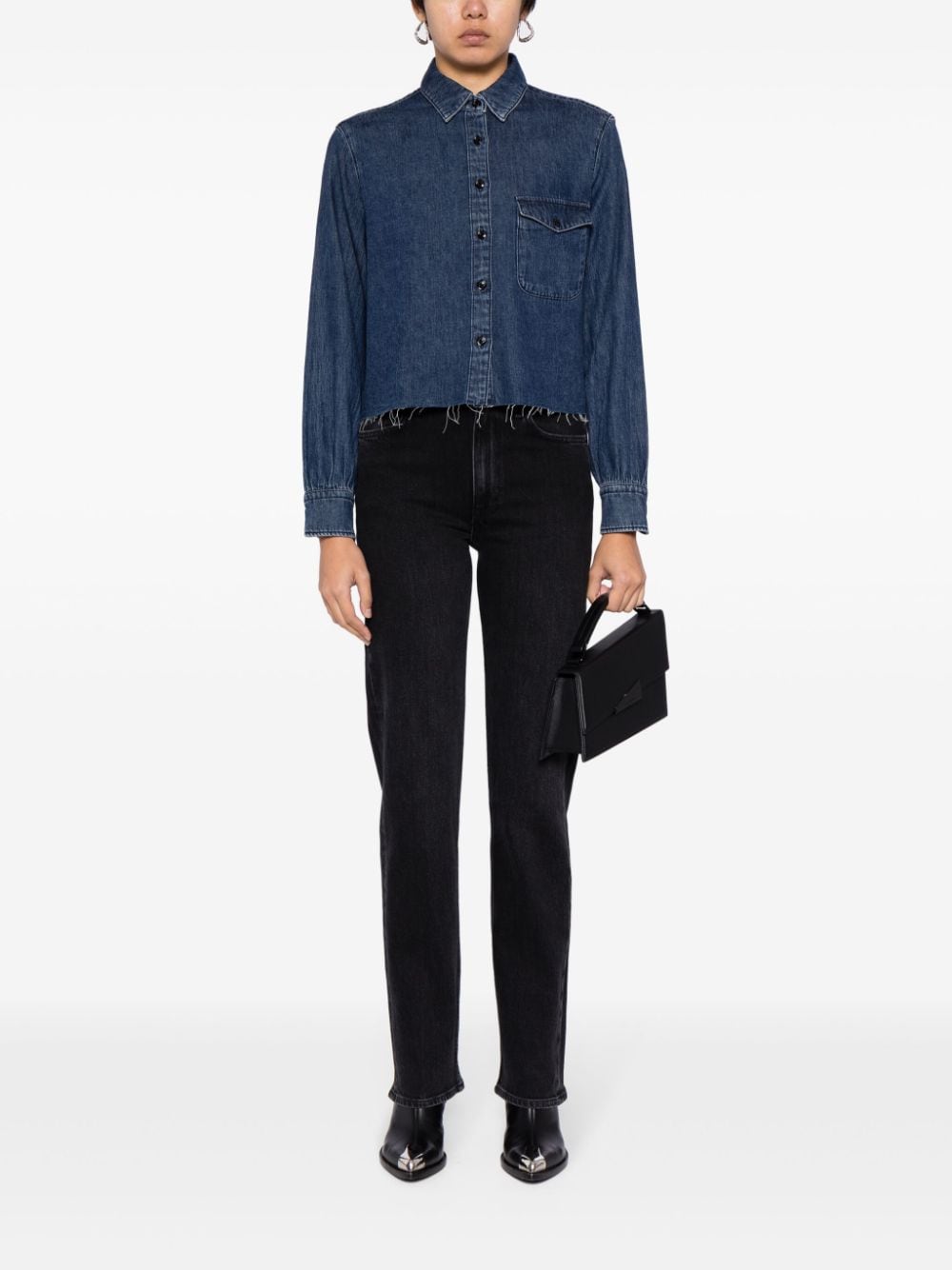 rag & bone Maxine cropped denim shirt - Blauw