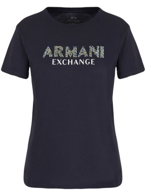 Armani Exchange 라인스톤 장식 티셔츠