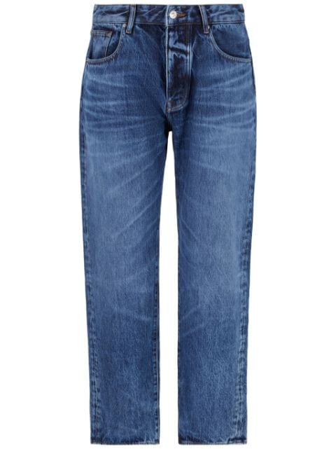 Armani Exchange whiskered tapered-leg jeans