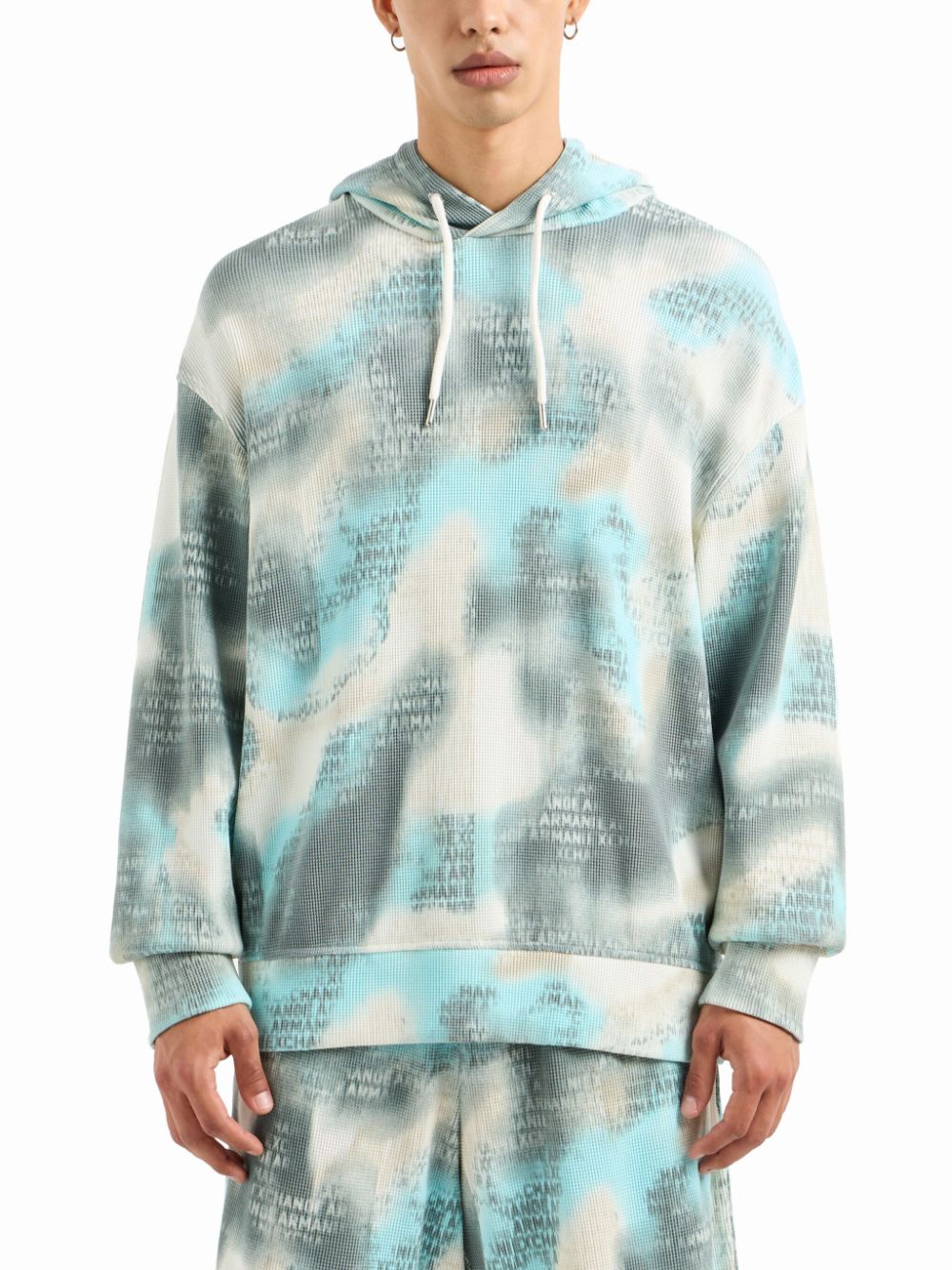 Armani Exchange Hoodie met tie-dye print - Beige