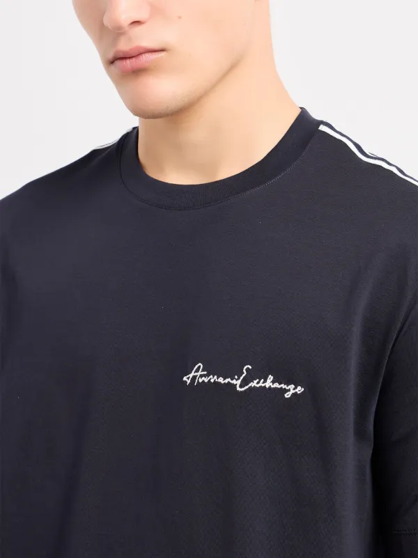 Armani Exchange Camiseta Com Logo Bordado | Preto | FARFETCH BR