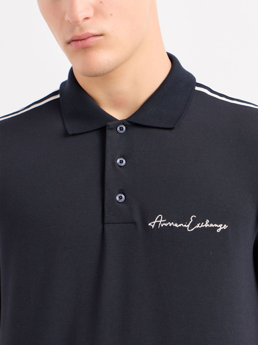 Armani Exchange Poloshirt met geborduurd logo Zwart