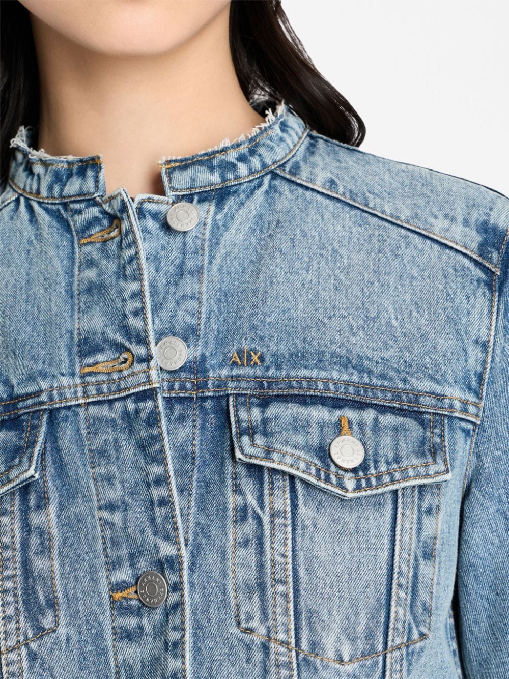 Shop Armani Exchange Button-up Denim Jacket In Blue