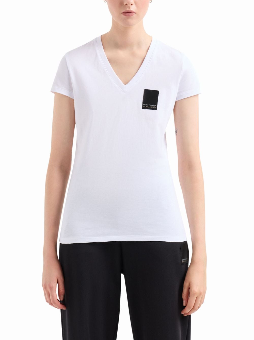 Shop Armani Exchange Logo-appliqué Cotton T-shirt In White