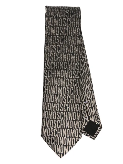 Moschino logo-jacquard silk tie