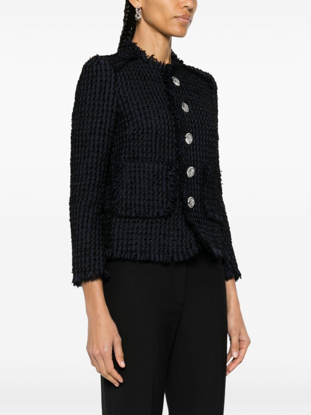 Shop Dsquared2 Lower Manhattan Bouclé Jacket In Blue