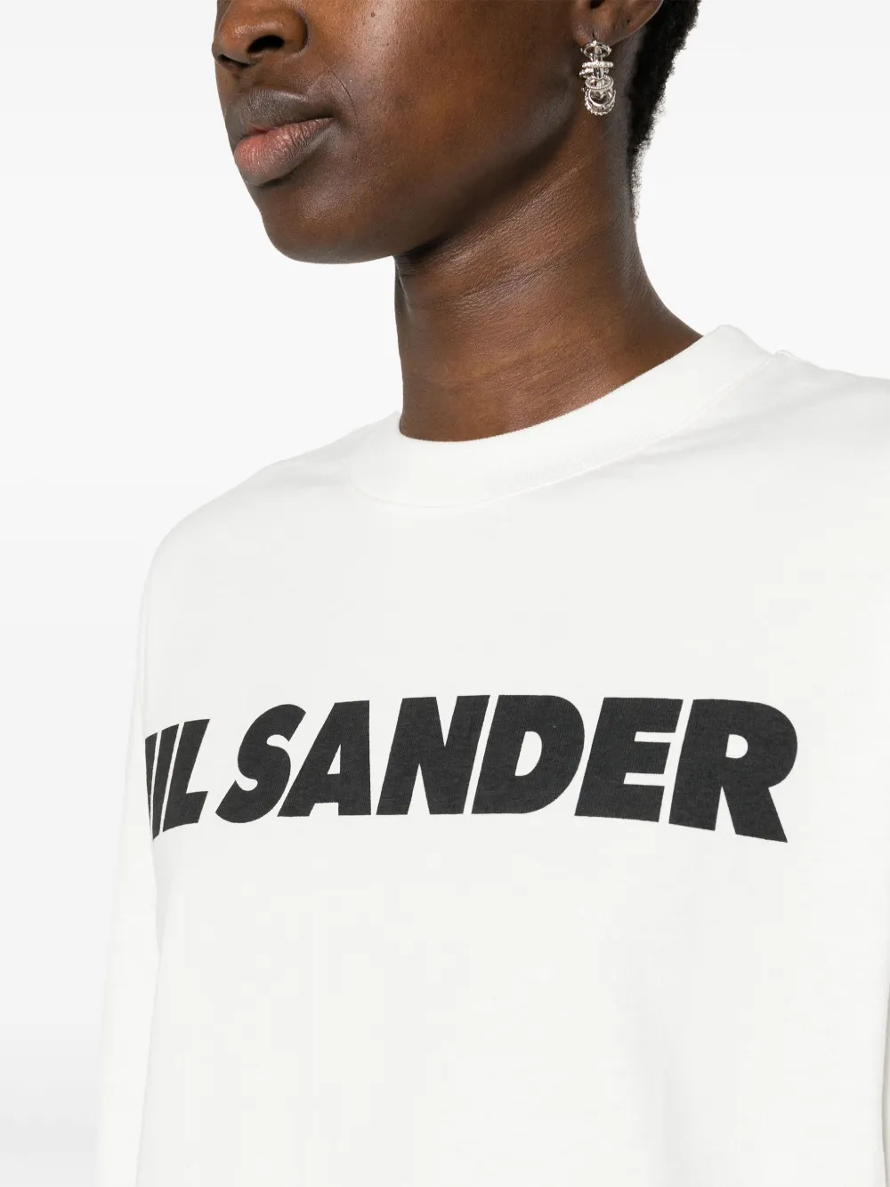 Shop Jil Sander Logo-print Cotton Sweatshirt In Neutrals