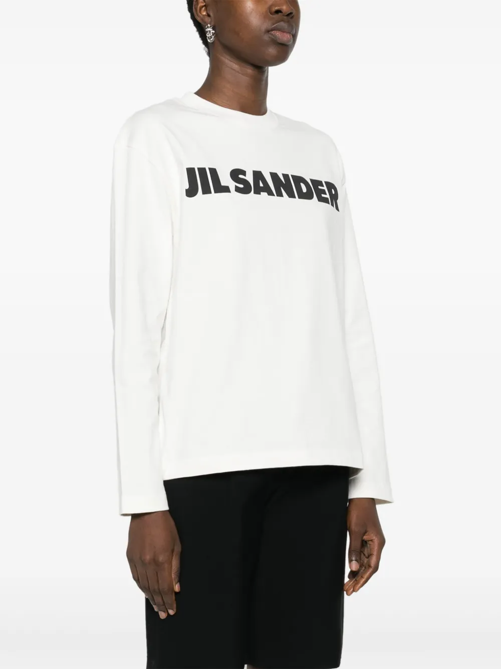 Shop Jil Sander Logo-print Cotton Sweatshirt In Neutrals