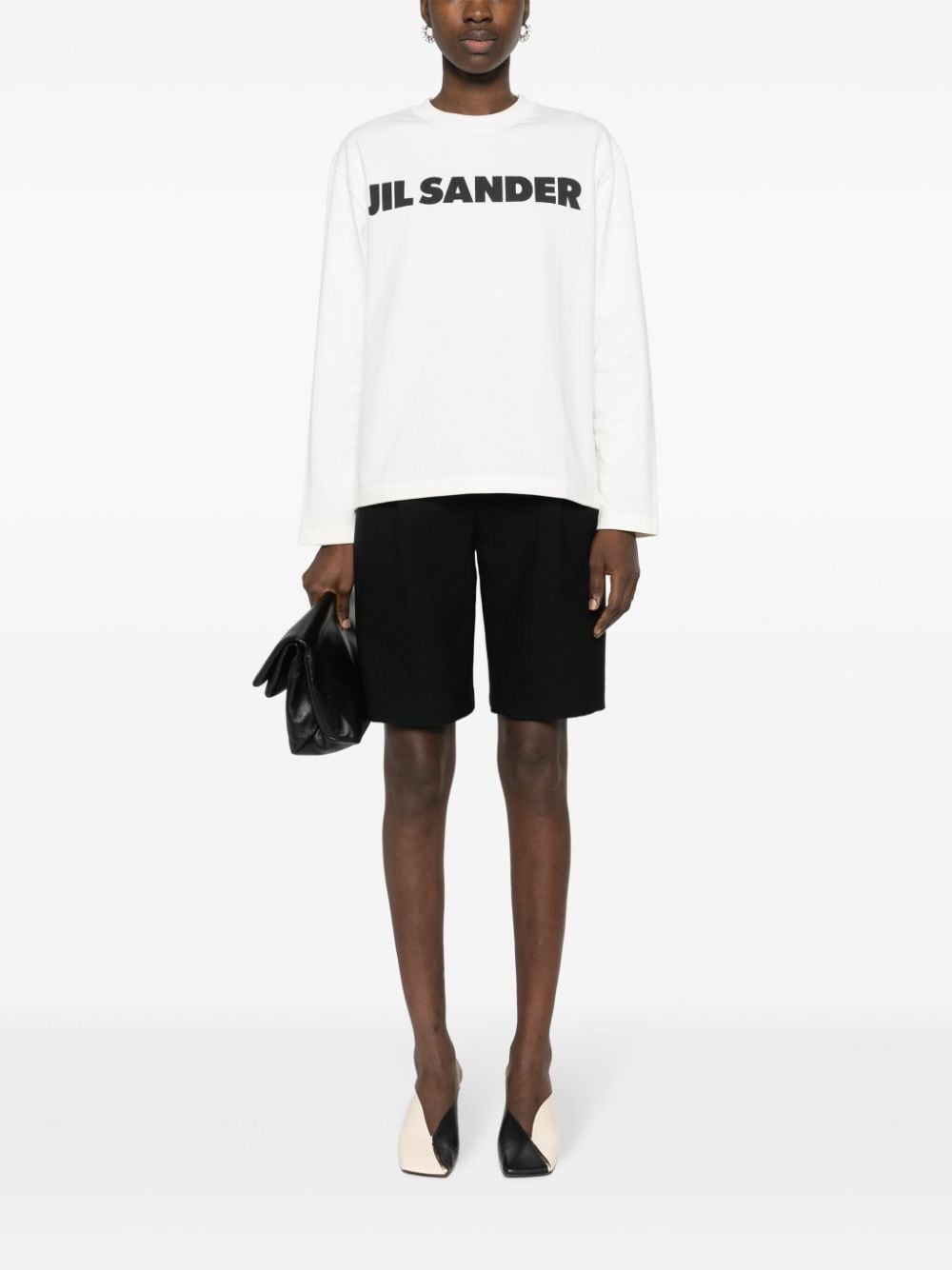 Shop Jil Sander Logo-print Cotton Sweatshirt In Neutrals