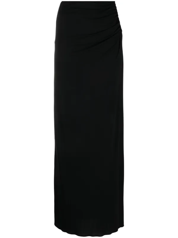 Magda Butrym Plunge-detail Gathered Maxi Skirt in Black