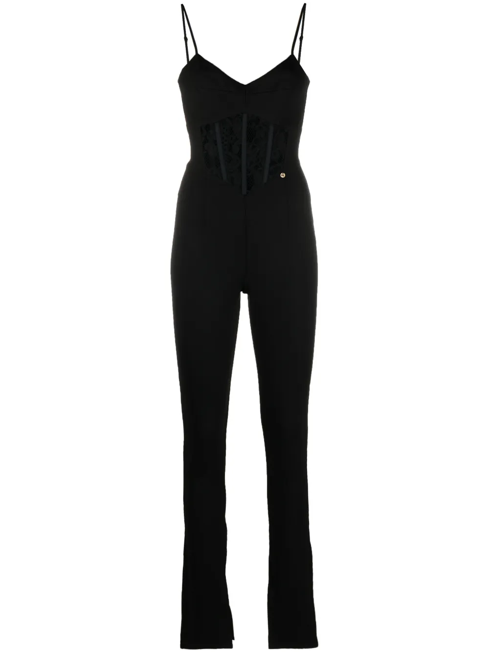 NISSA Tuta intera in pizzo a fiori - Nero