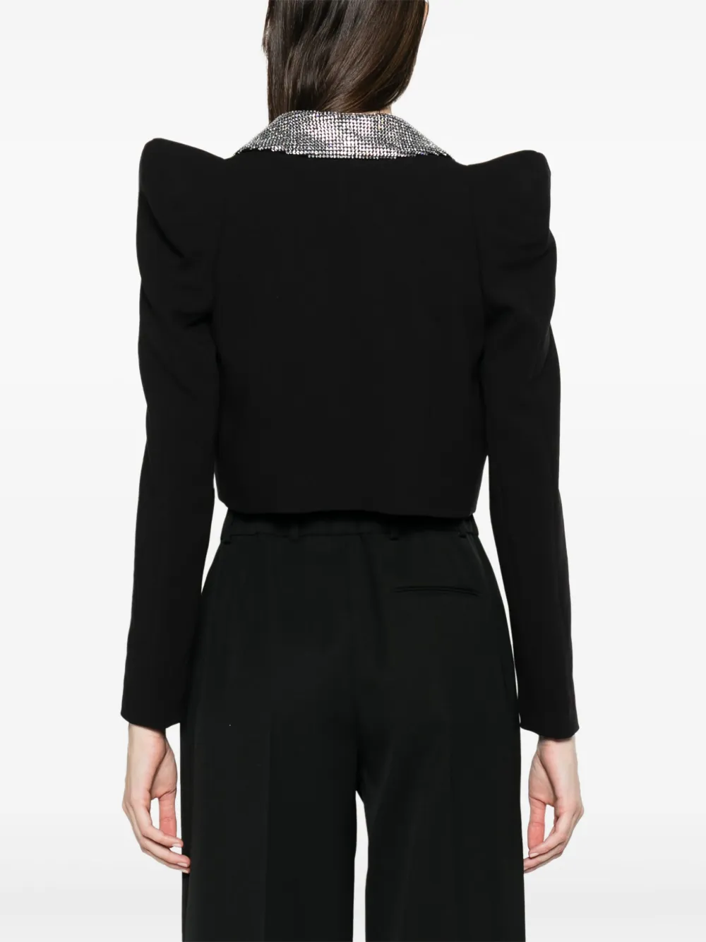 NISSA Cropped blazer verfraaid met kristallen Zwart