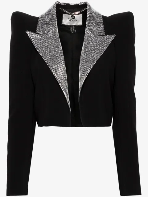 NISSA crystal-embellished cropped blazer