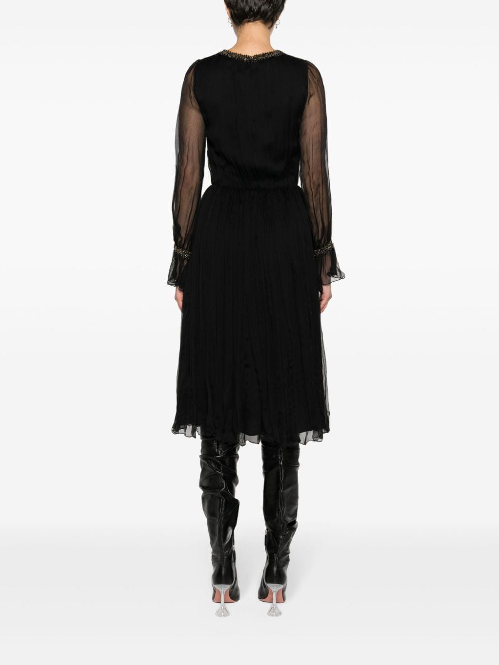 NISSA Midi-jurk verfraaid met kralen Zwart
