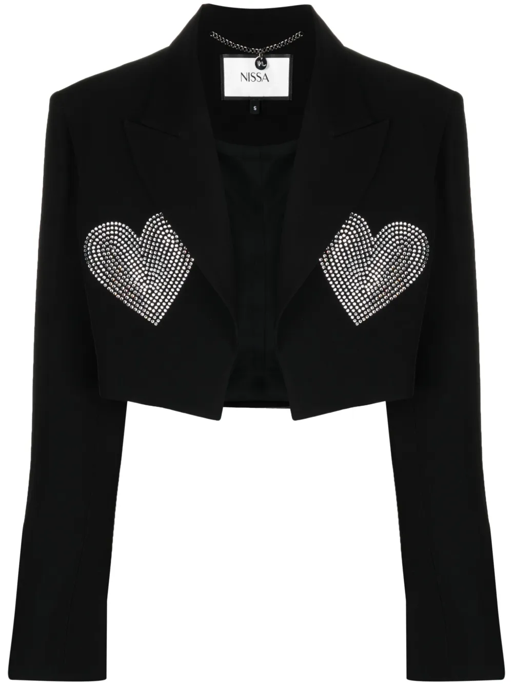 NISSA rhinestone-heart cropped jacket – Black