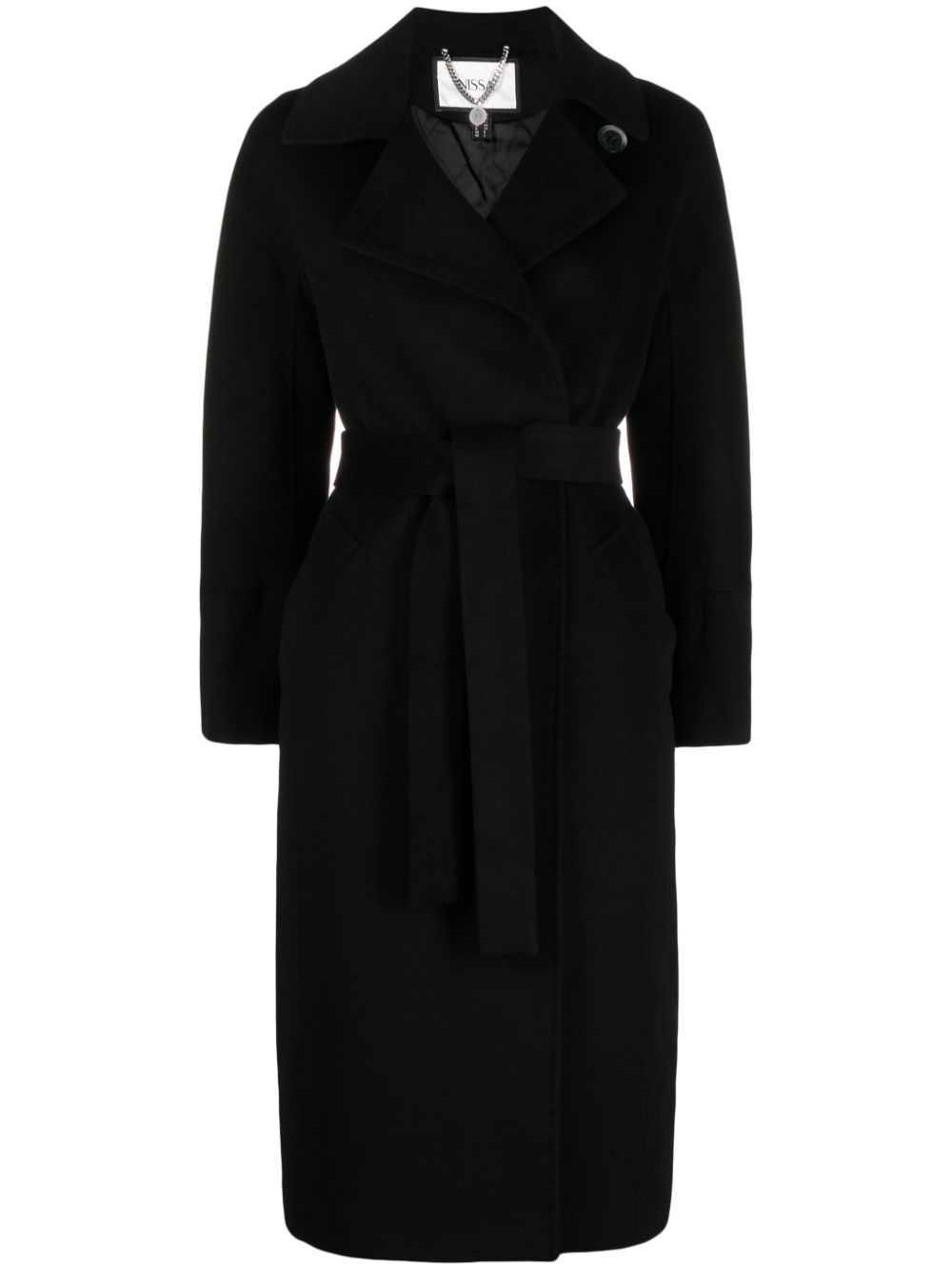Nissa Quilted-lining Felted Coat In Black