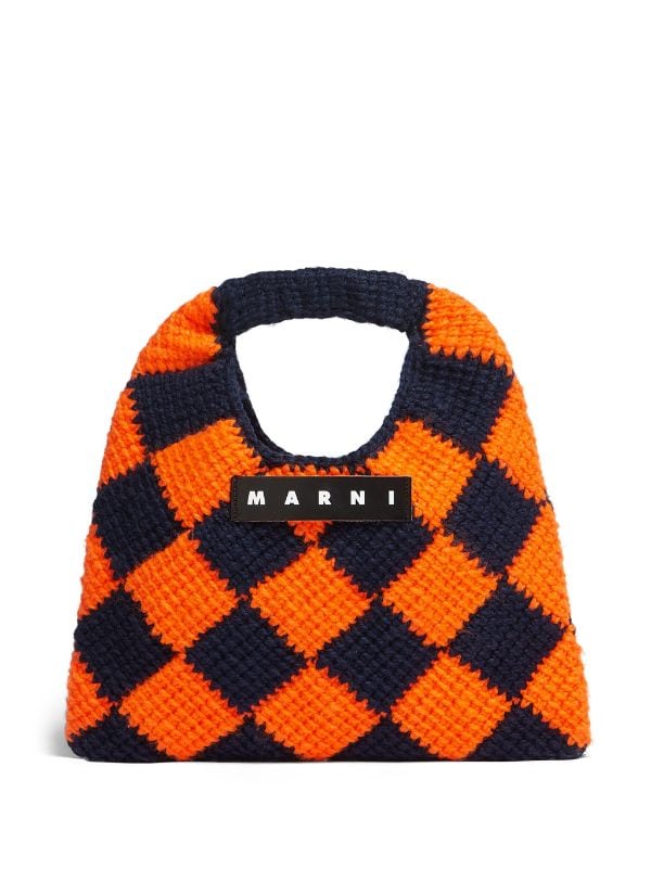 Marni Market Mini Diamond Knitted Tote Bag - Farfetch